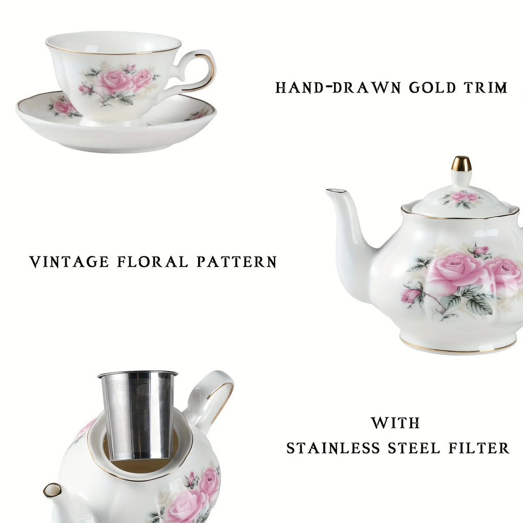 Floral Ceramic Teapot with Infuser