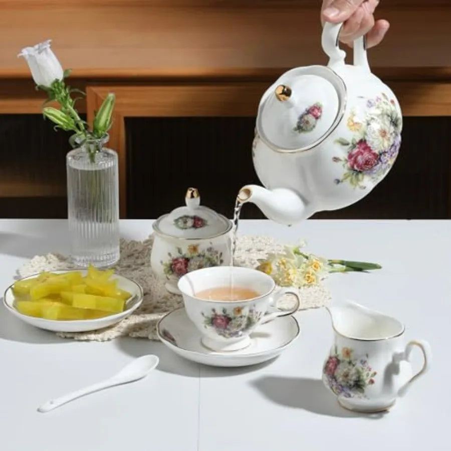 22-Piece Vintage Floral Tea Set