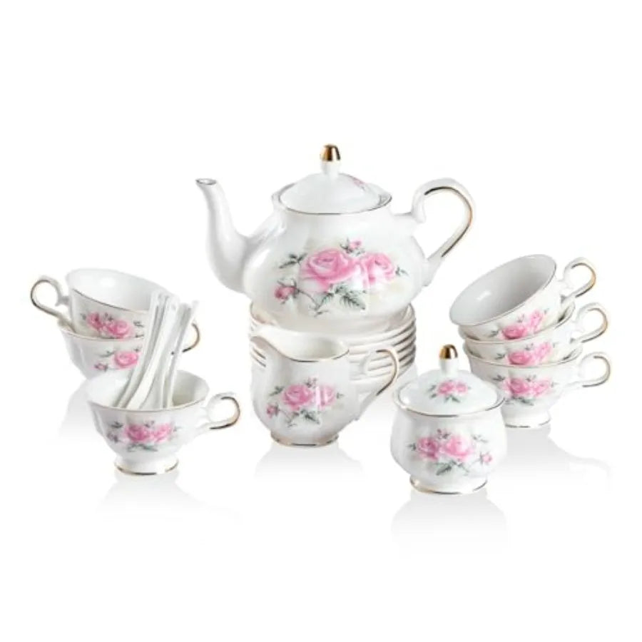 22-Piece Vintage Floral Tea Set