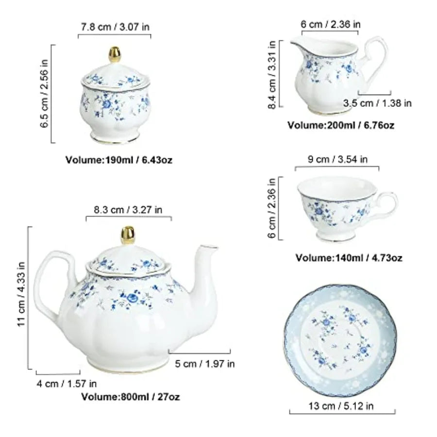 15-Piece Floral Porcelain Tea Set