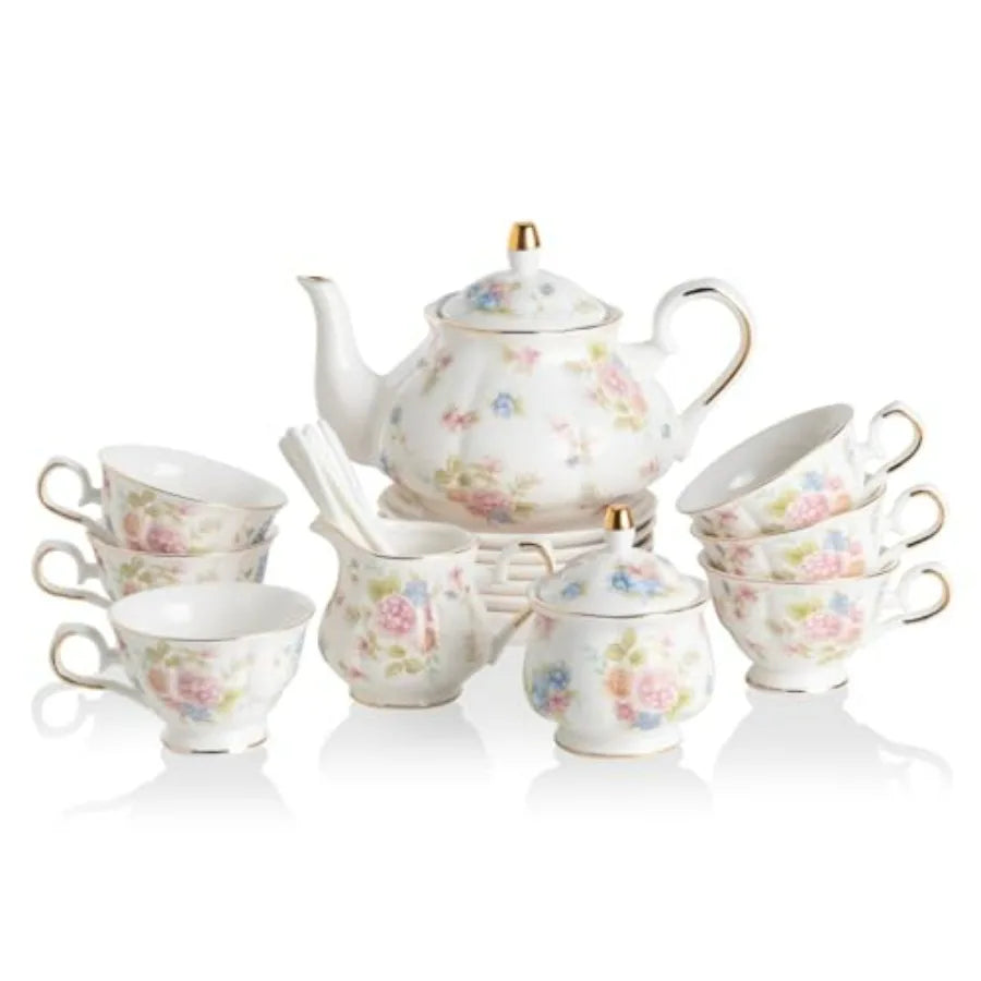 22-Piece Vintage Floral Tea Set