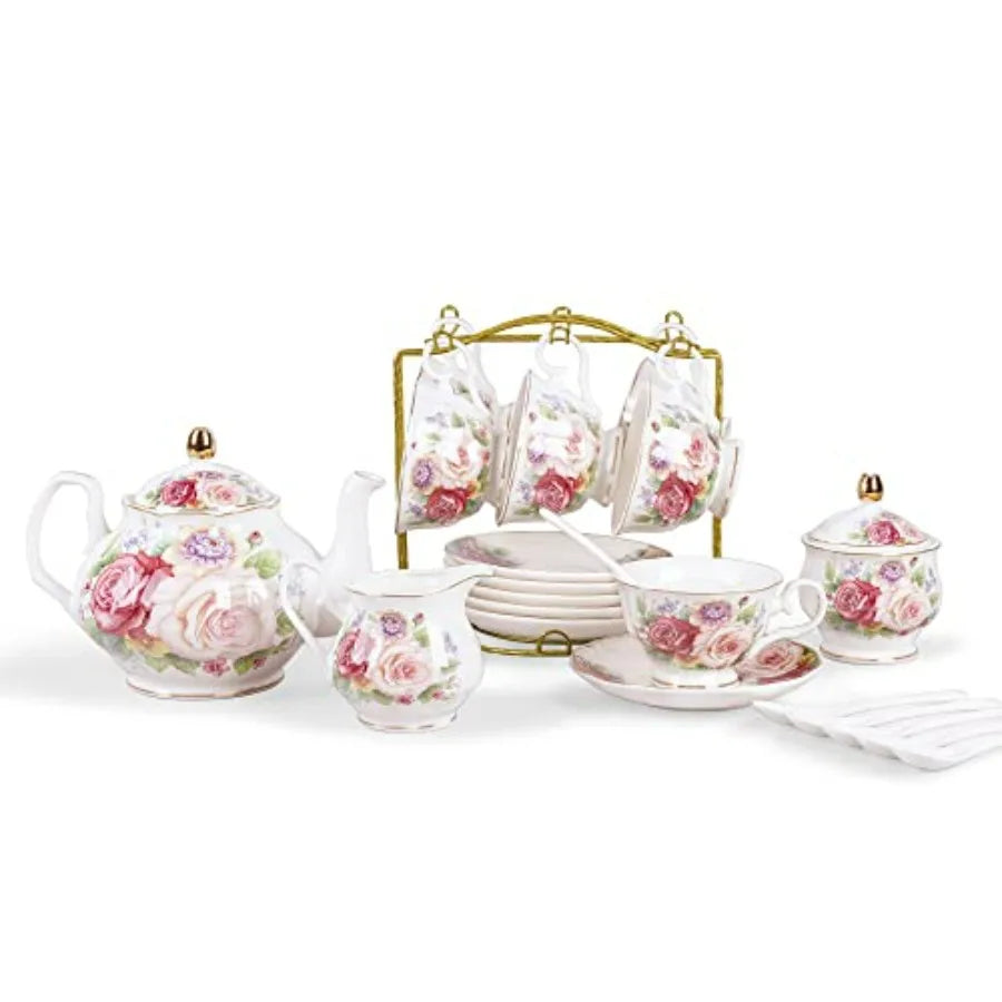 15-Piece Floral Porcelain Tea Set
