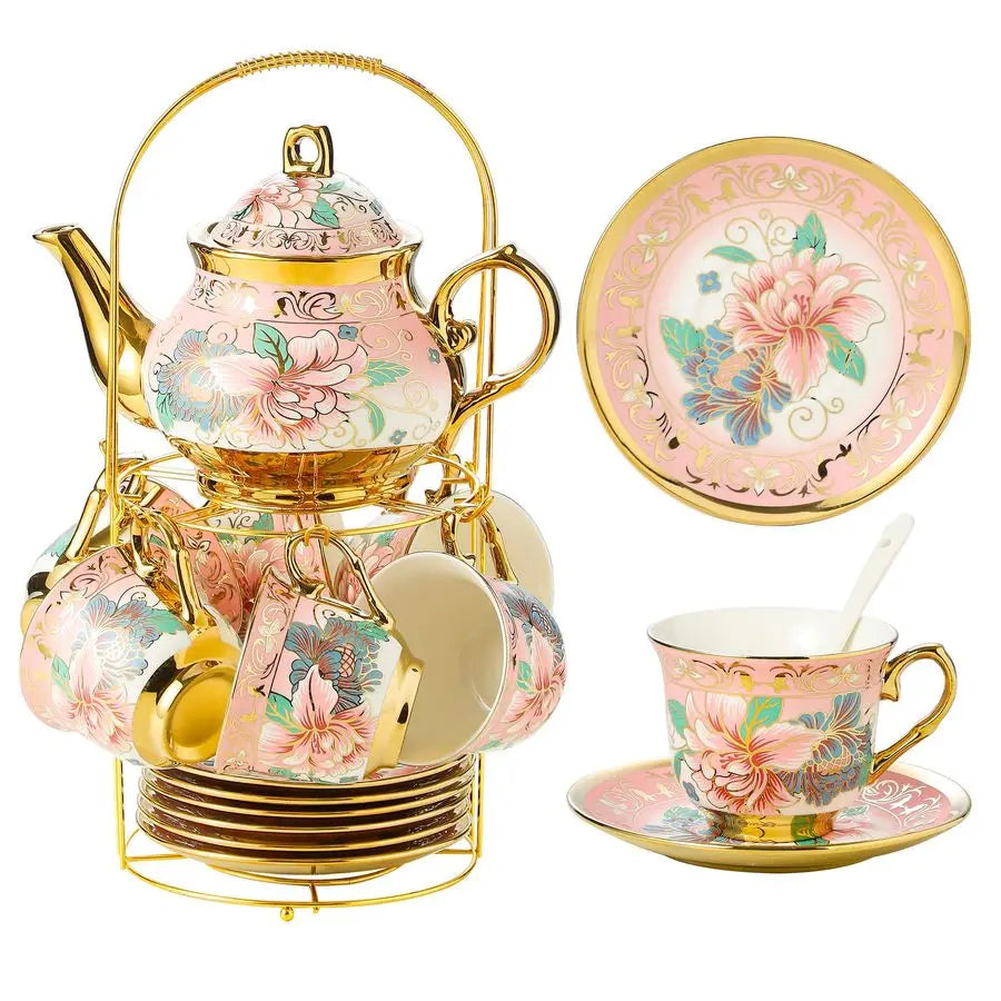 Porcelain Tea Set with Holder