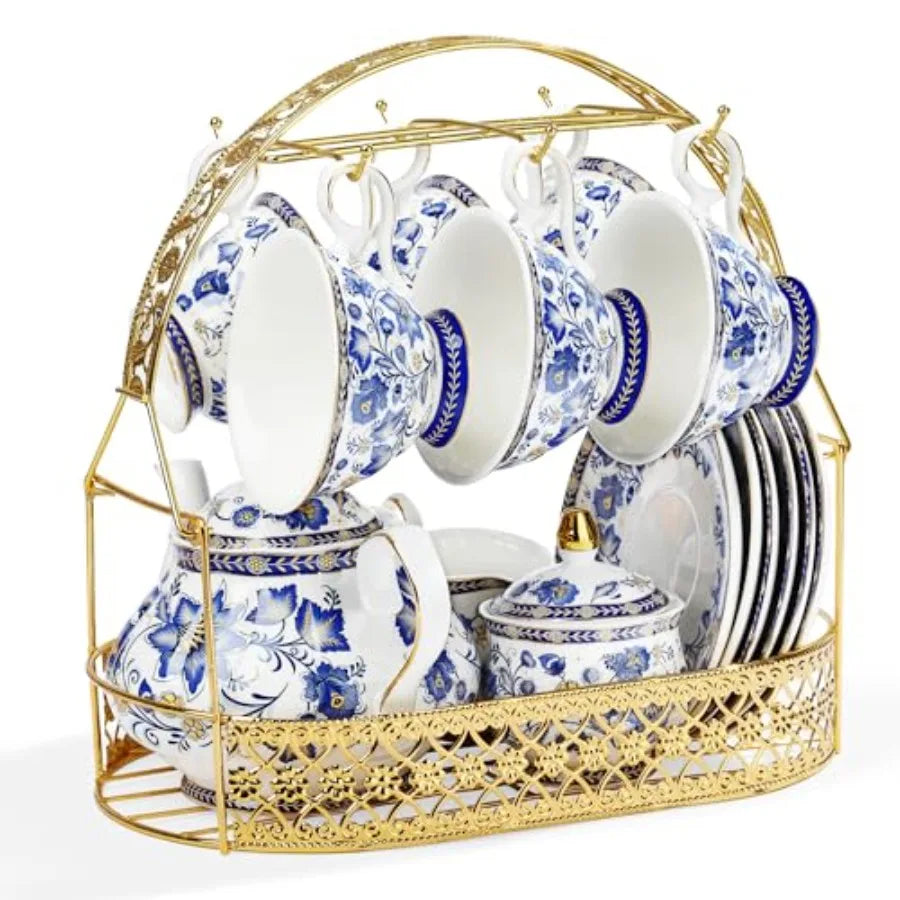 Blue British Porcelain Tea Set