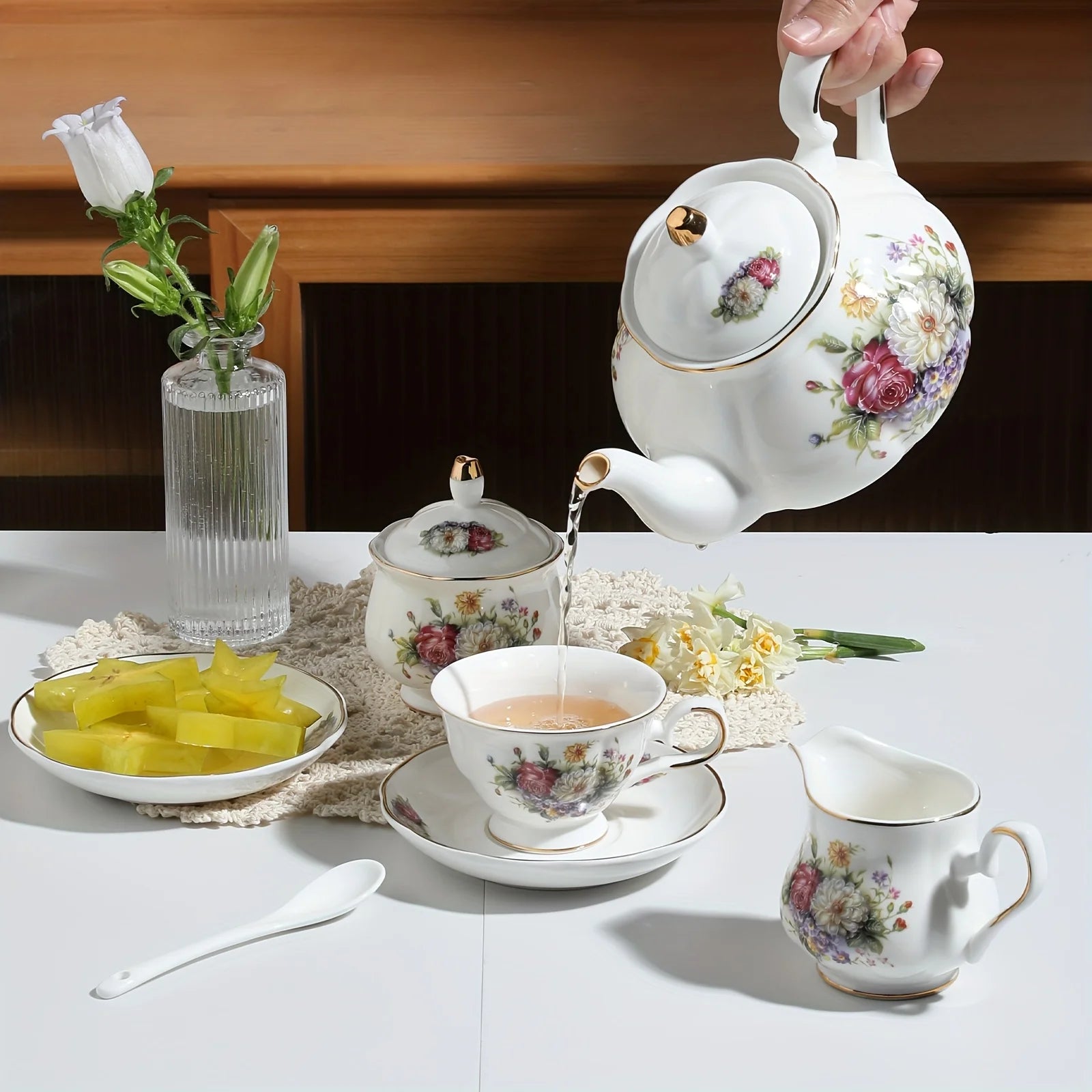 Floral Ceramic Teapot with Infuser