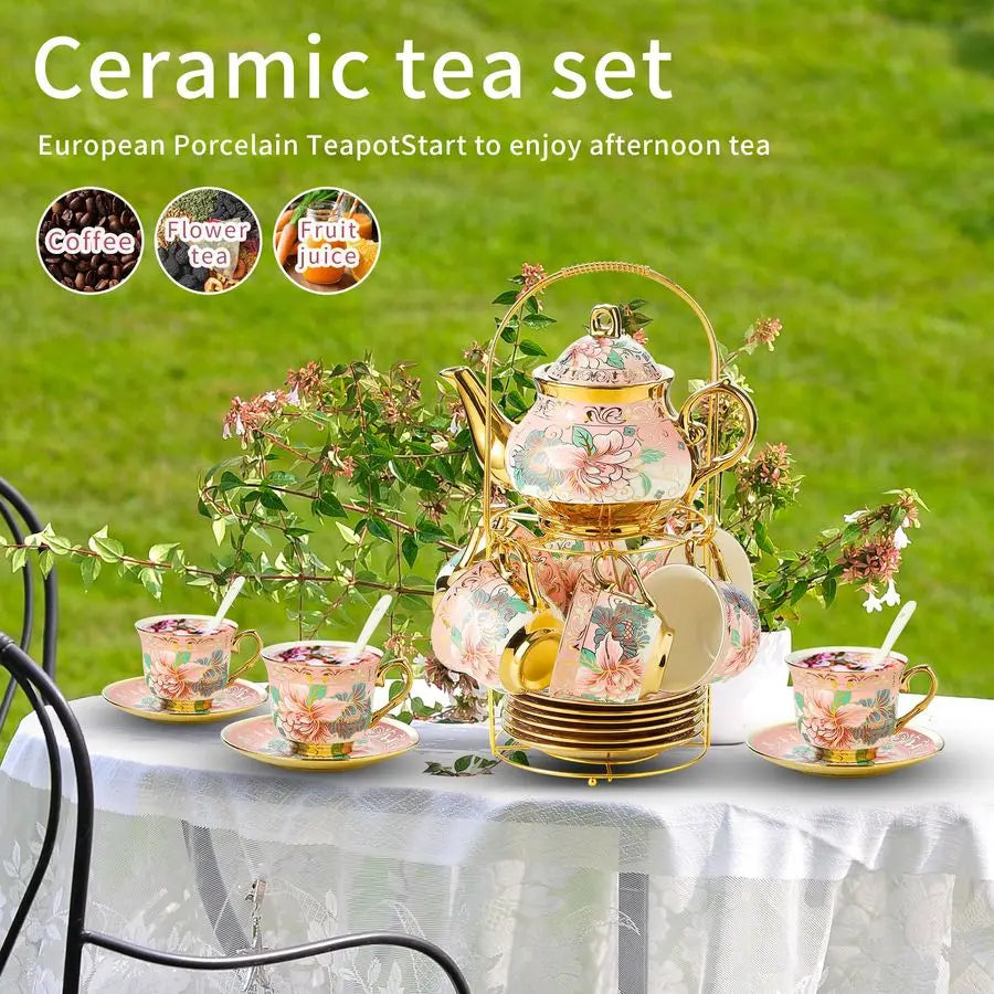 Porcelain Tea Set with Holder
