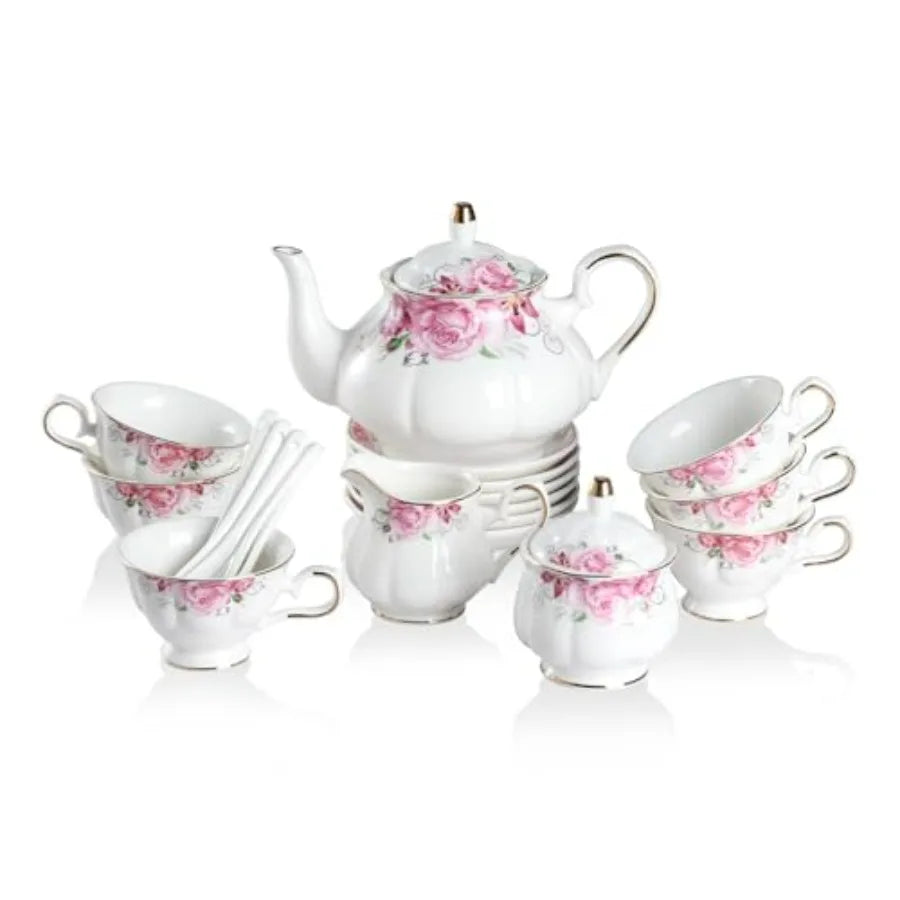 22-Piece Vintage Floral Tea Set
