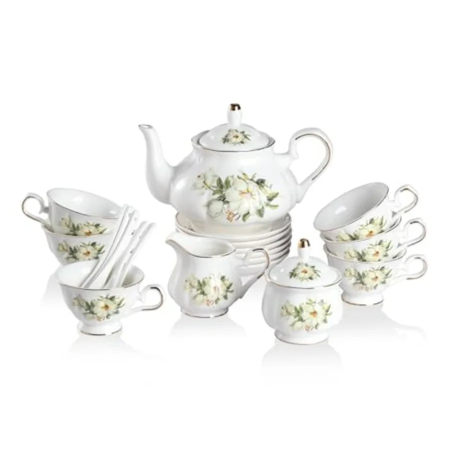 22-Piece Vintage Floral Tea Set