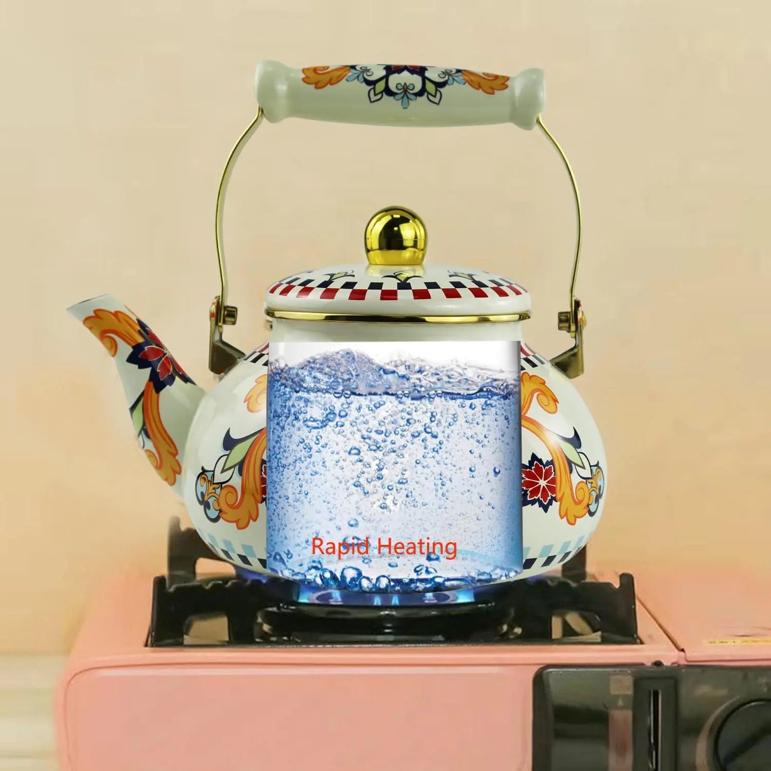 Bohemian Floral Enamel Kettle